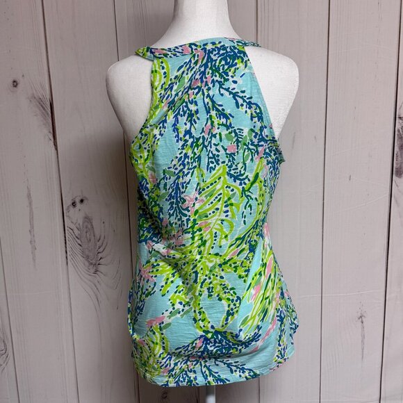 Lilly Pulitzer Arya Tank Top Women’s M Skye Blue Heaven Print EUC - Picture 3 of 11